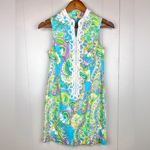 Lilly Pulitzer Blue Green Double Trouble Alex Shift Dress size 2